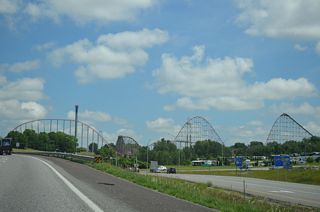 Worlds of Fun theme park lies just east of Interstate 435 between Parvin Road and 48th Street.