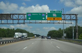 The flyover (Exit 55A) connecting I-435 north with Route 210 west permanently closed on February 28, 2018.2 Route 210 parallels the Missouri River west as a freeway to the Chouteau Estates community in Kansas City and Walker Road in North Kansas City.
