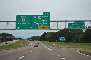 I-220/U.S. 49 overlap north from the ensuing exit to Exit 5B. Yazoo City lies 36 miles northwest from there.
