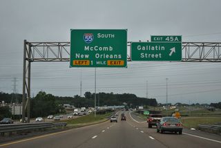 Joining Jackson with New Orleans, Louisiana, I-55 overlaps with I-20 west for 1.94 miles.