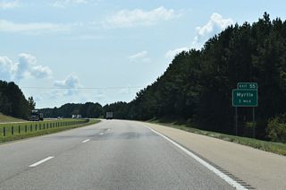 Harris Way (CR 515) stems 0.64 miles south from MS 178 in the town of Myrtle to the diamond interchange at Exit 55.