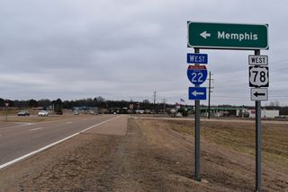 MS 309 north at I-22/U.S. 78 west in the town of Byhalia.