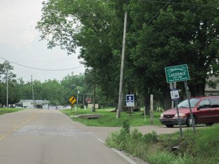 MS 26 crosses the Lucedale city line eastbound at the intersection with Scott Road east and Twin Creek Road south.