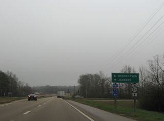 Interstate 55 travels north from Brookhaven to the Mississippi Capital city of Jackson.