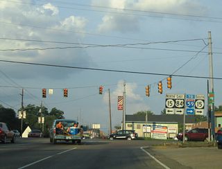 MS 15 travels 23.3 miles north to MS 18 at Bay Springs and 51.5 miles to Interstate 20 near Newton. U.S. 84 east and MS 15 combine for 2.3 miles to the I-59 exit for Cooks Avenue in Laurel.