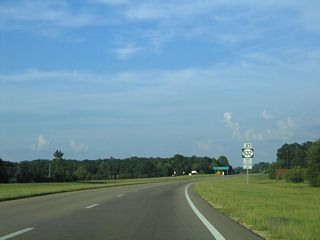 MS 532 angles 3.7 miles southeast from the settlement of Hot Coffee to U.S. 84 adjacent to the Leaf River.