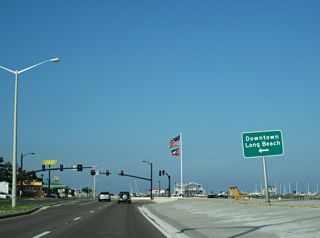 Downtown Long Beach lies north of U.S. 90 along Jeff Davis Avenue at 2nd Street.