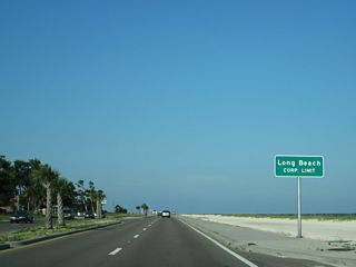U.S. 90 enters the city of Long Beach east of Holiday Avenue.