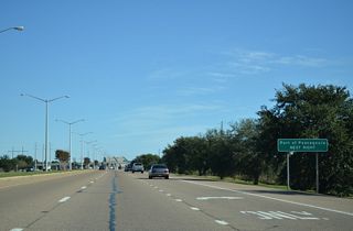 MS 617 south also serves the Port of Pascagoula and Naval Station Pascagoula via unsigned MS 619 south to Singing River Island.