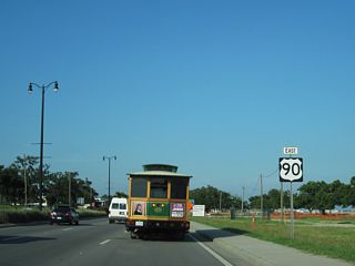 U.S. 90 continues east from U.S. 49 by Jones Memorial Park.