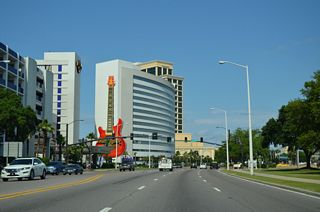 Lameuse Street intersects U.S. 90 (Beach Boulevard) at the Hard Rock Casino parking garage.