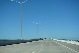 Although unmarked, U.S. 90 west enters Hancock County at the St. Louis Bay Bridge hump.