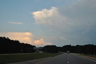 U.S. 98 east separates from Interstate 59 south at a rural trumpet interchange just outside the Hattiesburg city limits.