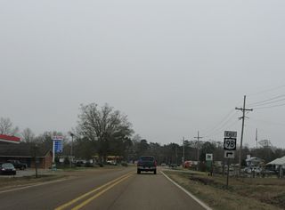 U.S. 98 separates with MS 184 south across the Homochitto River into Homochitto National Forest.