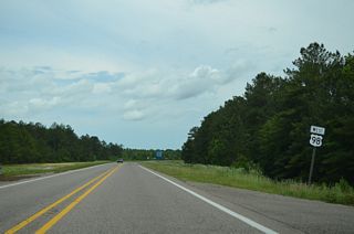 U.S. 98 enters George County, Mississippi just ahead of Agricola-Latonia Road west to Latonia.