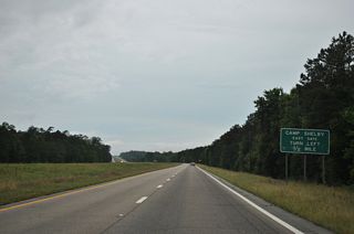 The Camp Shelby military reservation lies south of U.S. 98 midway between New Augusta and Hattiesburg.