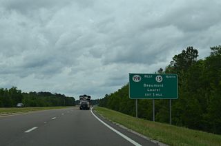 MS 198 north into Beaumont commences from a folded diamond interchange along U.S. 98. The exchange is east of the CN Railroad.