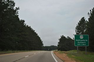 A six-ramp parclo interchange joins U.S. 98 with U.S. 49 on the south side of Hattiesburg in one mile.
