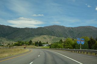 Crossing Blacktail Creek, I-15/90 runs between Father Sheehan Park and Butte Country Club golf course.