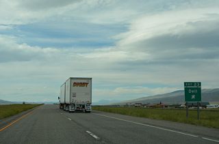 Exit 23 departs I-15 north for Dell Airport Road to the settlement of Dell.