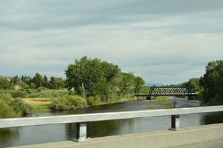 The Union Pacific Railroad and Old Highway 91 span the Big Hole River cross truss bridges just south of Interstate 15.