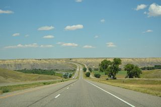 Interstate 15 lowers to cross the Marias River north of mile marker 356.