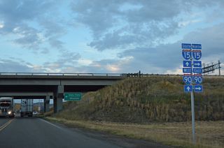 S-276 begins north at the roundabout interchange (Exit 122) joining I-15/90 with Grizzly Trail, Nissler Road and Browns Gulch Road at Rocker in Butte.