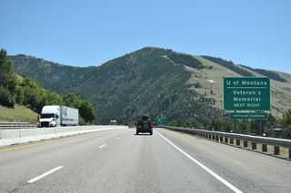 U.S. 12/Business Loop I-90 follow Van Buren Street south to Broadway Street west across Rattlesnake Creek. Once at Madison Street, U.S. 12 turns southward toward the University of Montana and a couplet of 5th and 6th Streets.