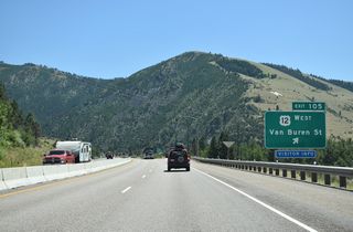 Higgins Avenue and Broadway Street through the Missoula city center represent U.S. 12 Business. South from the couplet of 5th/6th Streets, U.S. 12 follows Higgins Avenue onto Brook Street southwest.