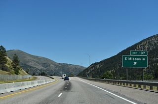 The former alignment of U.S. 10/12 and MT 200 along Broadway Street becomes "Montana 200" north of Exit 107 through unincorporated East Missoula. The local arterial ties into 1st Street adjacent to MT 200 east of Exit 109. Despite the name, MT 200 remains overlapped with I-90 to Exit 109.