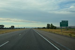 Exit 503 departs in one mile for Crow River Road to the BNSF Railroad siding of Dunmore.