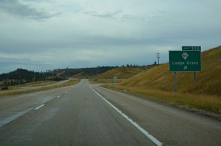 S-463 leads 0.92 miles west from the diamond interchange at Exit 530 to Main Street in the town of Lodge Grass.