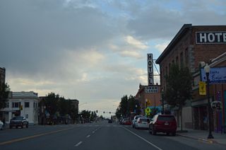Main Street south at Missouri Avenue in Downtown Deer Lodge.