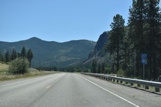 Adams Street runs along the north side of I-90 from ahead of the westbound freeway entrance ramp to Petty Creek Road.