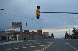 Main Street north at Texas Street and the Old Montana Prison &amp; Auto Museum.