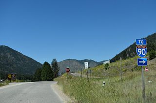 Terrace View Drive west ties into Petty Creek Road adjacent to the diamond interchange (Exit 77) where Business Loop I-90 west begins.