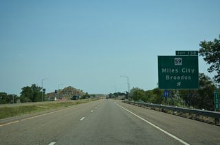 Construction completed in 2020 replaced the overpasses for Interstate 94 across MT 59 (Haynes Avenue) and added roundabouts along both ramps. MT 59 north combines with Business Loop I-94 on Main Street (Old U.S. 10/12) leading into Downtown Miles City.