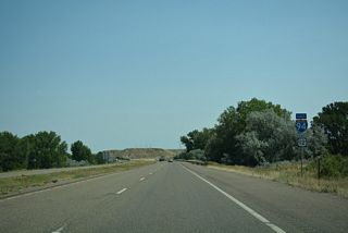 I-94/U.S. 12 curve northeast from Carbon Hill and the Miles City limits.