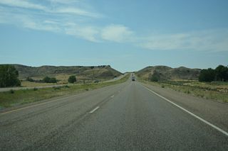 Traversing bluffs above the Yellowstone River along I-94/U.S. 12 west of Coal Creek and mile marker 132.