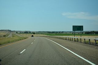 Billings is referenced at 152 miles, five miles beyond the west end of Interstate 94.