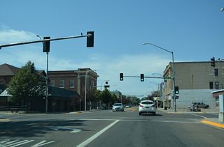 Main Street west at Tenth Street in Downtown Miles City.