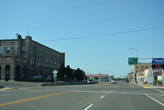 Merrill Avenue west at Clement Street and the BNSF Railway building.