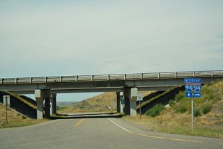 Interstate 94 passes south of Hysham east en route to Forsyth and Miles City.