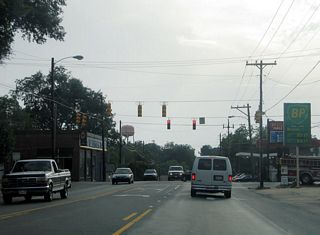 S Main Street continues unnumbered to SR 1005 into Uwharrie National Forest. NC 109 Business combines in an implied overlap with NC 24/27 along W Main Street to their southward turn onto Gilead Road.