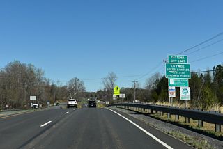 U.S. 29/74 ascend east from Abernethy Creek into the Gastonia city limits.