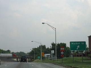 Roadwork in the mid 2000s at the folded diamond interchange with Market Street replaced the overpass for the four lane boulevard and rebuilt the ramps with U.S. 29-70-220. 
