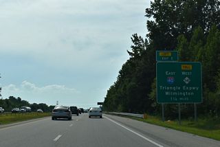 Construction through 2024 rebuilt the exchange at I-40 and the west end of I-42 with ramps for the Southeast Extension of the Triangle Expressway (NC 540).