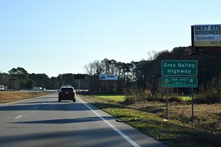 U.S. 70 east to Goldsboro is the Grey Bailey Highway.