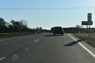 U-turns accommodating semi trucks line both directions of U.S. 70 east of Whitley Church Road (SR 1232).