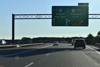 The Goldsboro section of Interstate 42 separates from U.S. 70 east at a wye interchange (Exit 350) in a half mile.